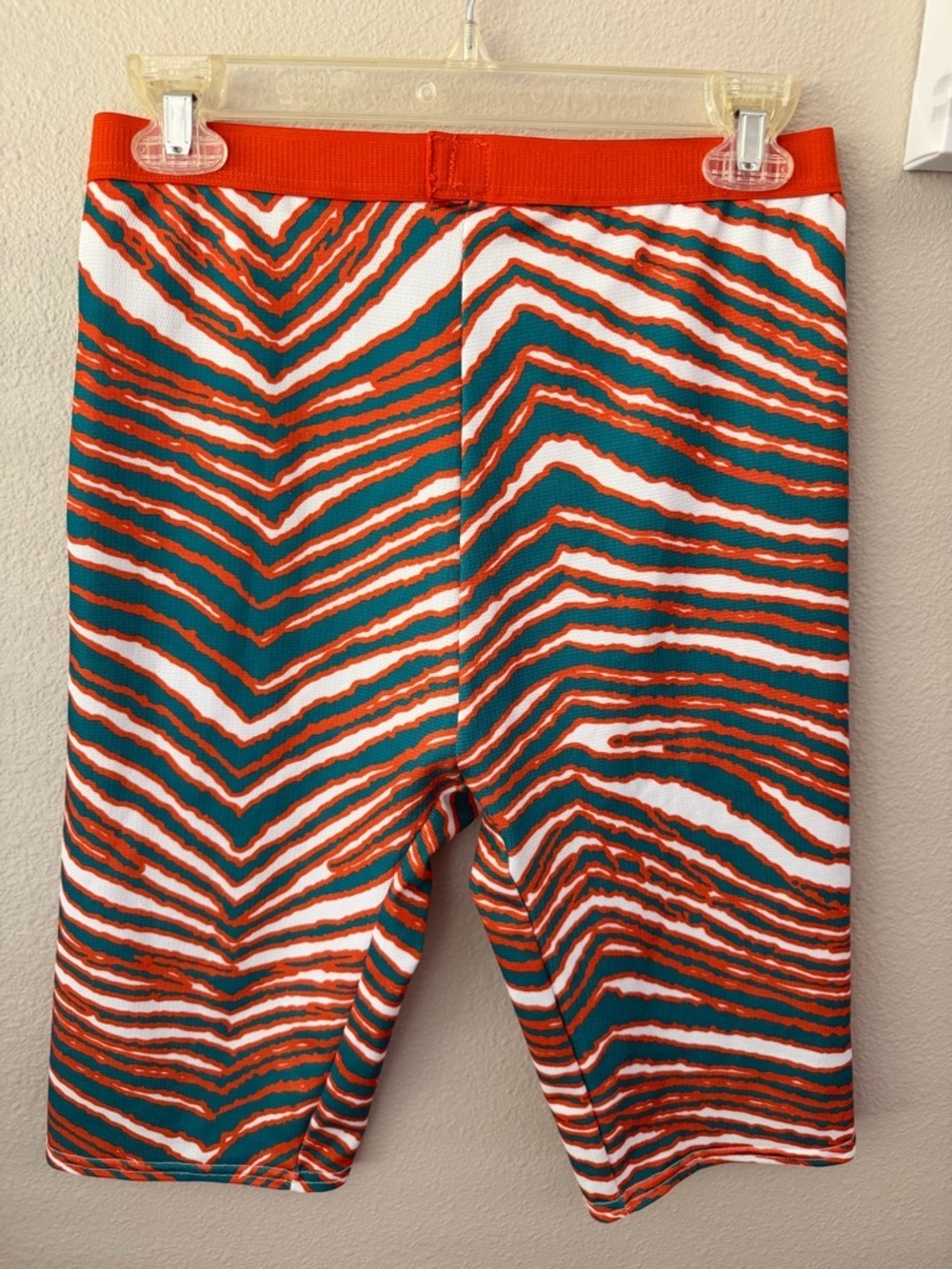 Vtg Bike Zubaz Shorts Men’s Large Miami Dolphins Zebra Striped USA EUC - Picture 2 of 6
